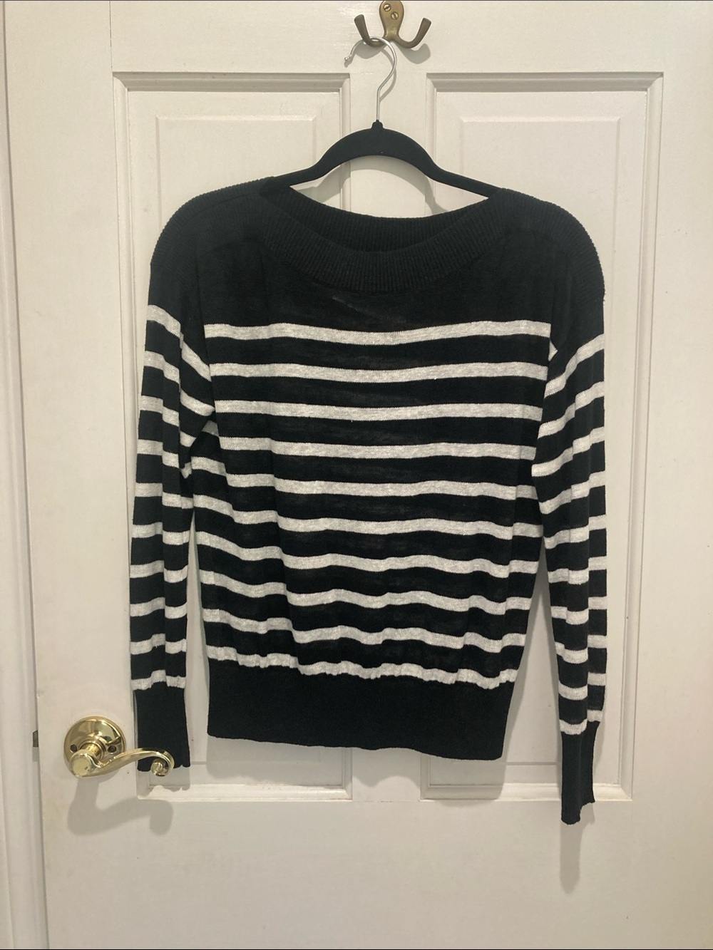 Banana Republic Black and White Striped Short Sleeve Tee